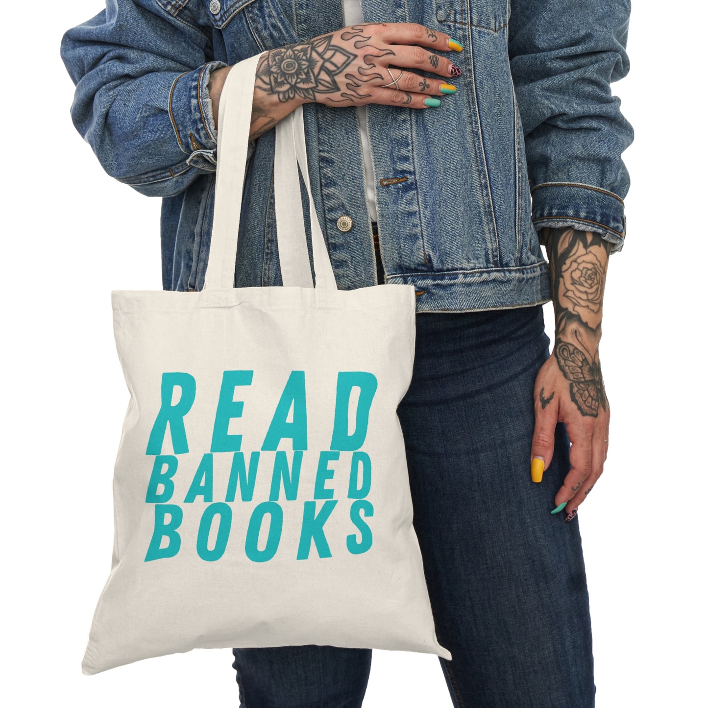 Read Banned Books Santa Fe New Mexico Tote Bag | Double-Sided Plaza Design