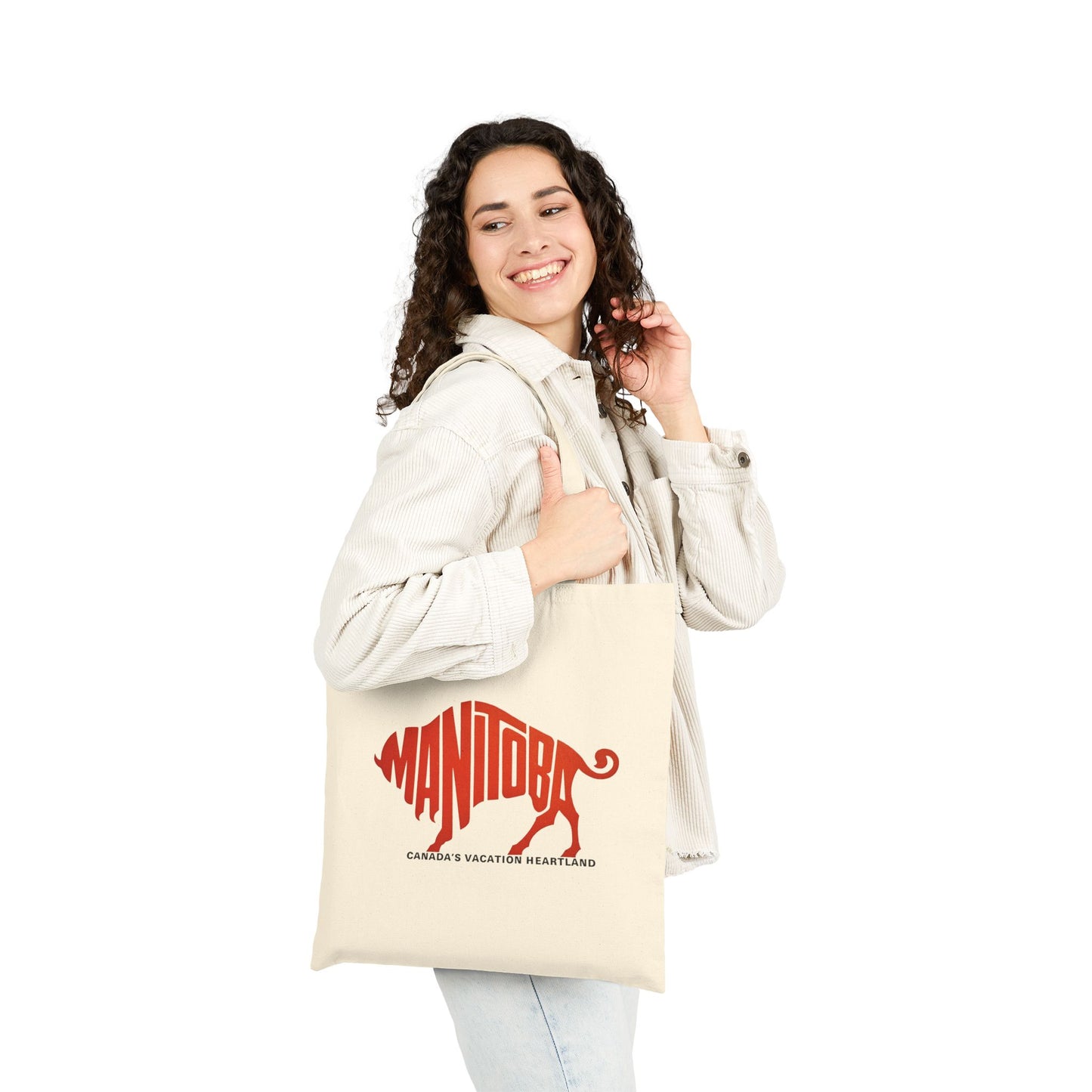 Totally Manitoba Vacation Heartland Cotton Canvas Tote — Double-sided Azul/Coral