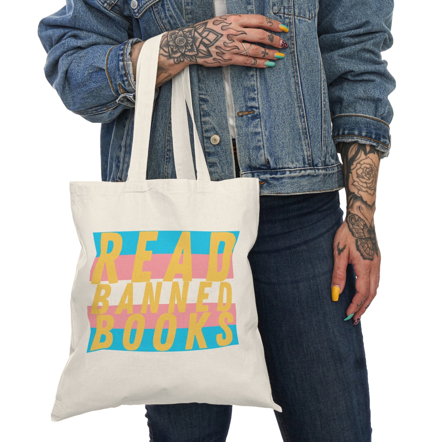 Read Banned Books Kansas Trans Visibility Tote Bag — Double‑Sided