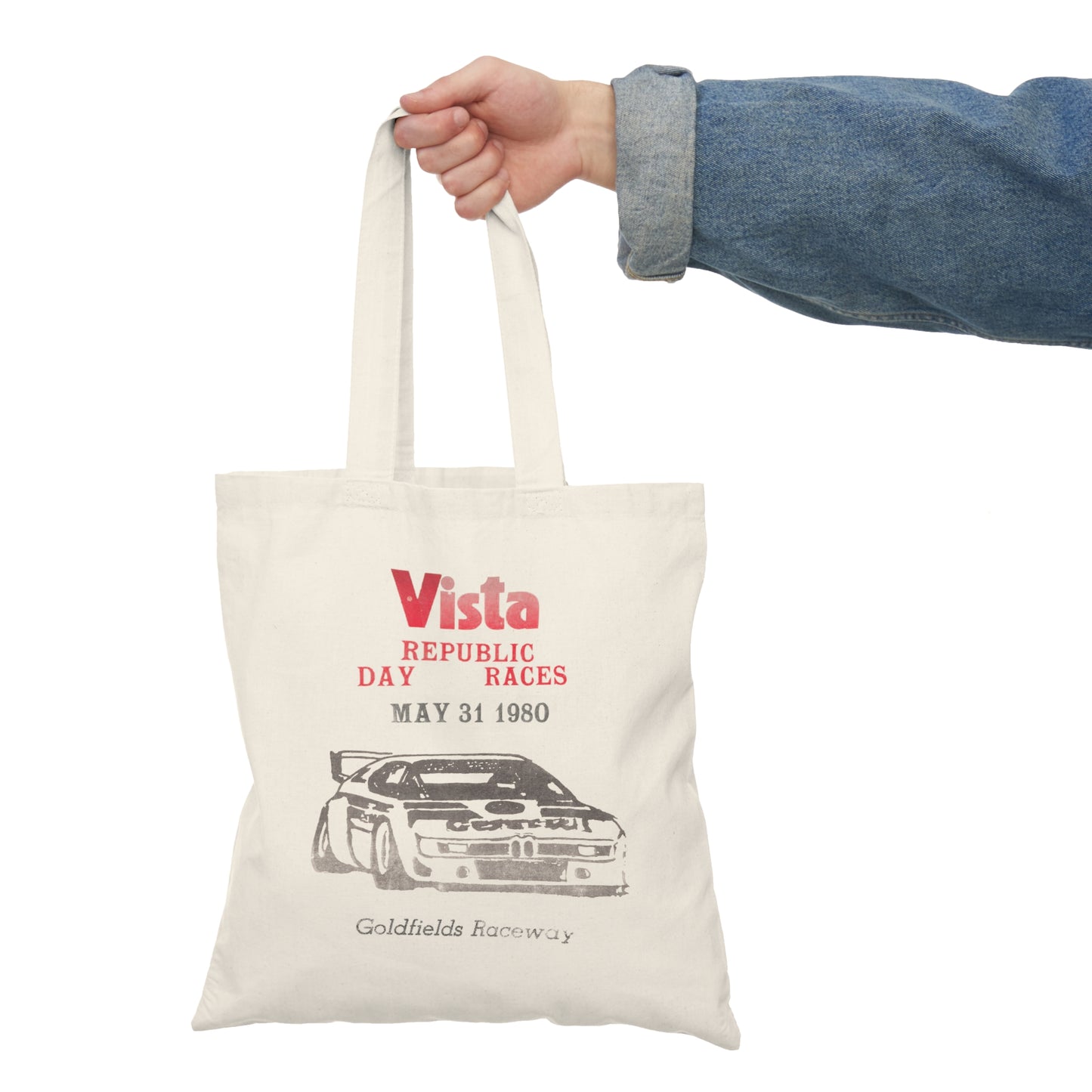 Totally Vista Republic Day Races 1980 Tote Bag | Double-sided Racing Graphic