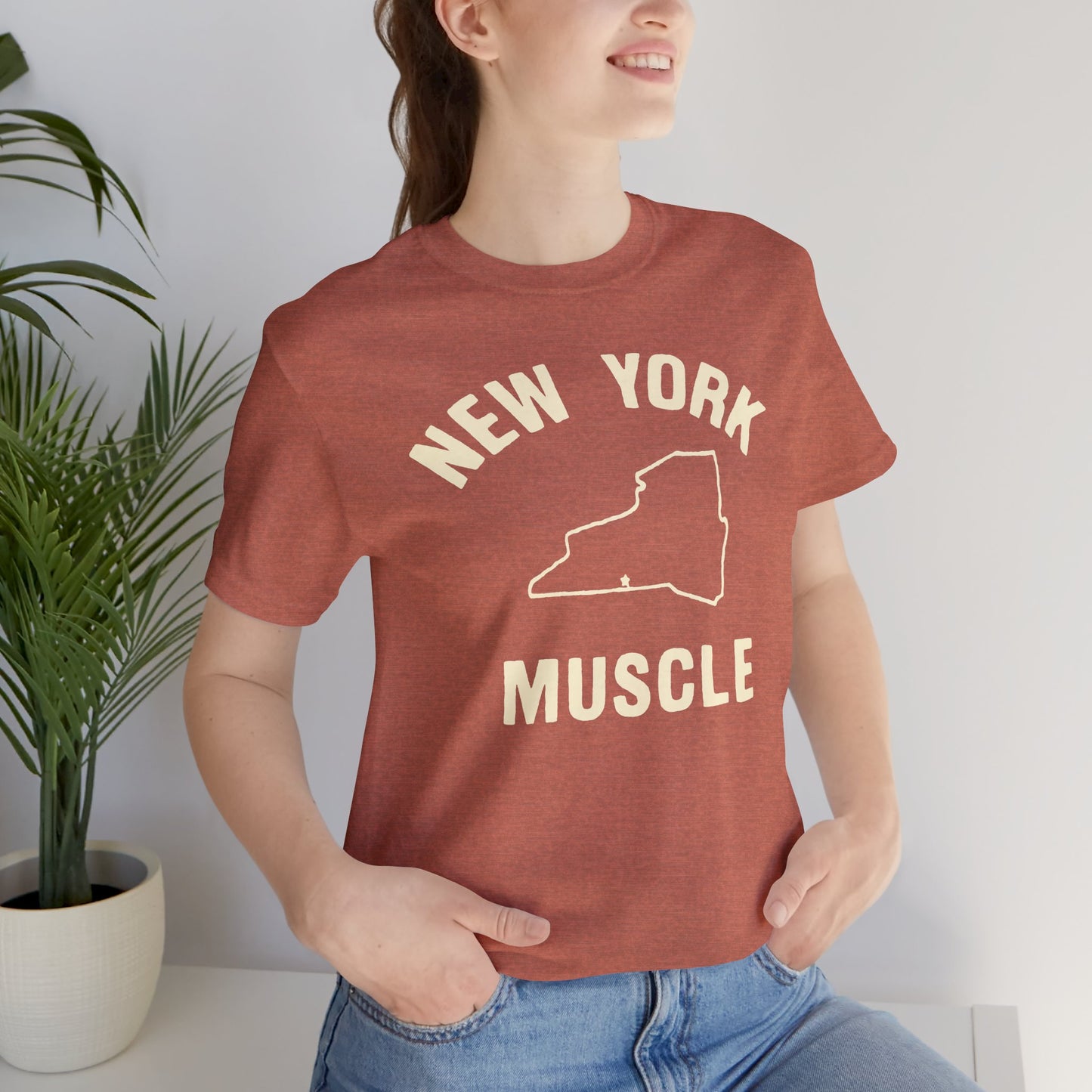 New York Muscle Tee | Nerdy State Outline Fitness T-shirt