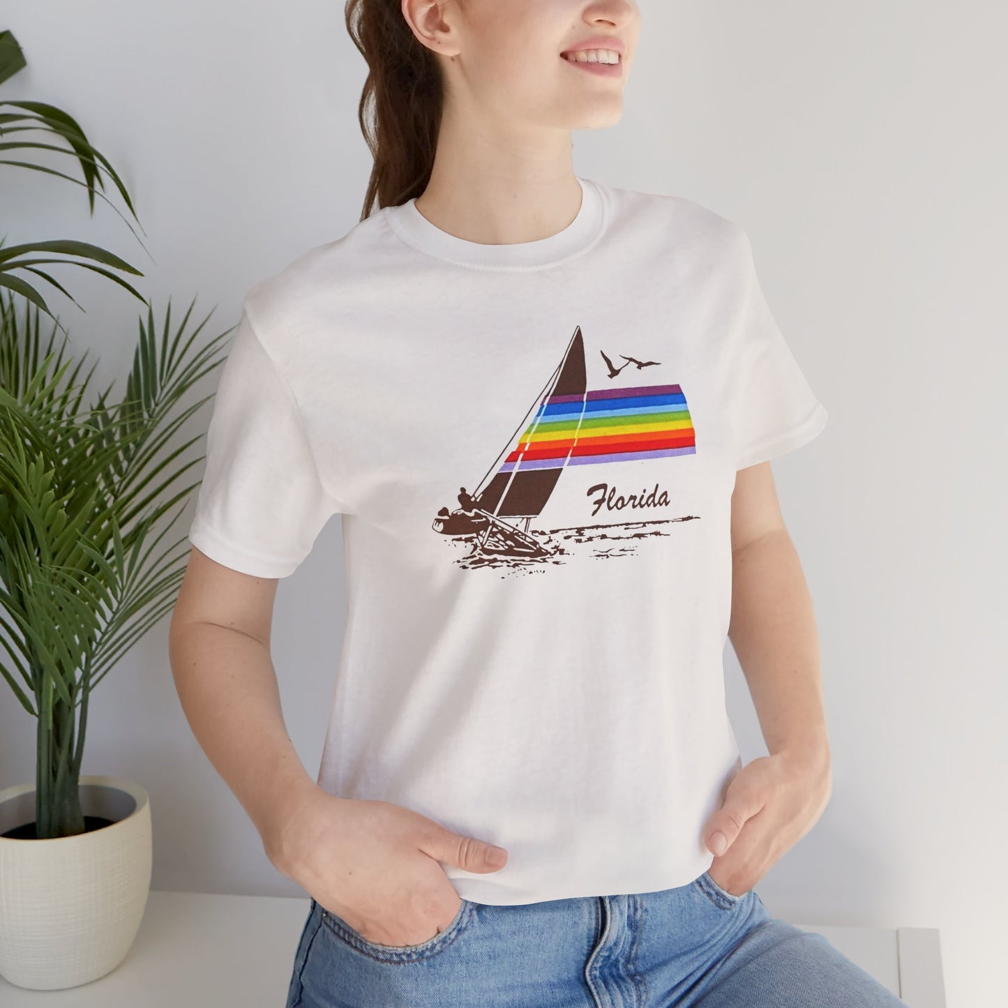 Rainbow Florida Vintage Souvenir T‑Shirt — Distressed Gas Station Couture Vacation Tee