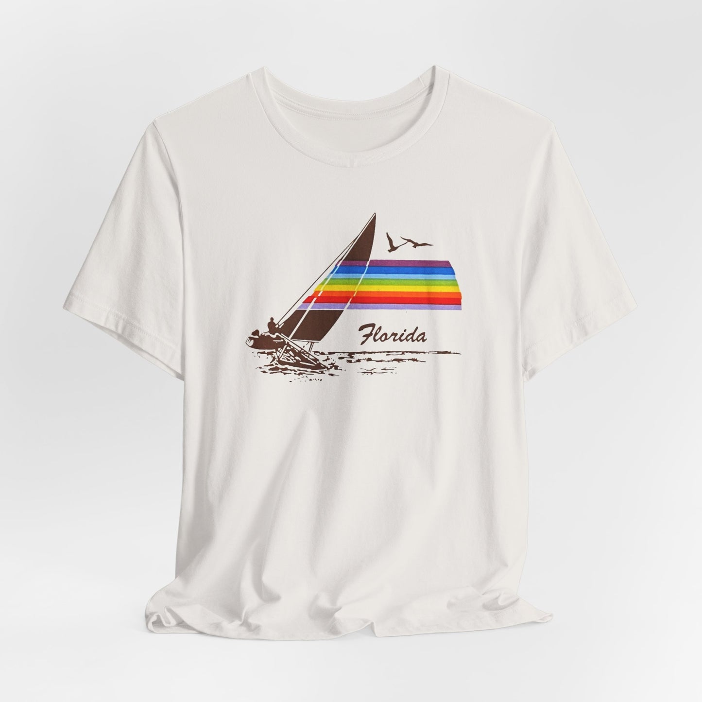 Rainbow Florida Vintage Souvenir T‑Shirt — Distressed Gas Station Couture Vacation Tee