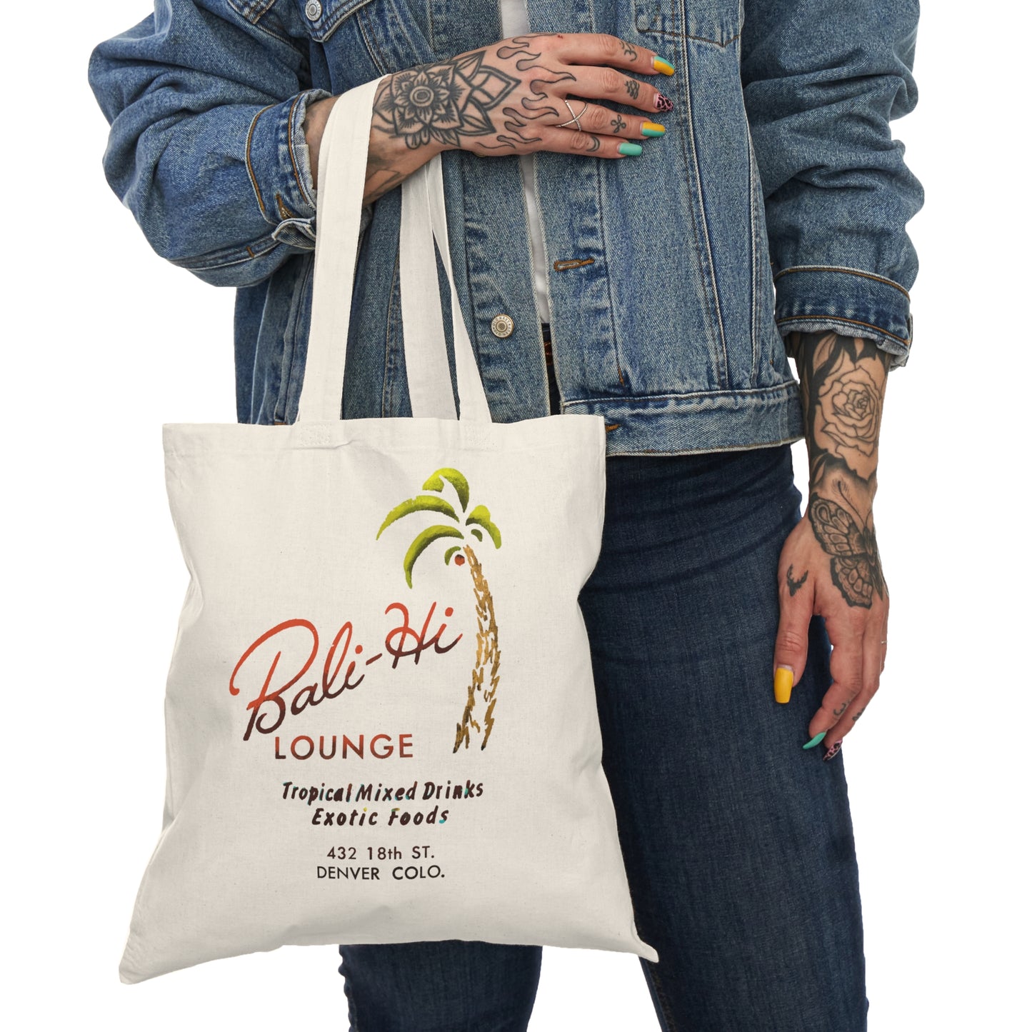 Totally Bali Hi Lounge Uptown Denver Tote Bag — Double-Sided Vintage Canvas Tote