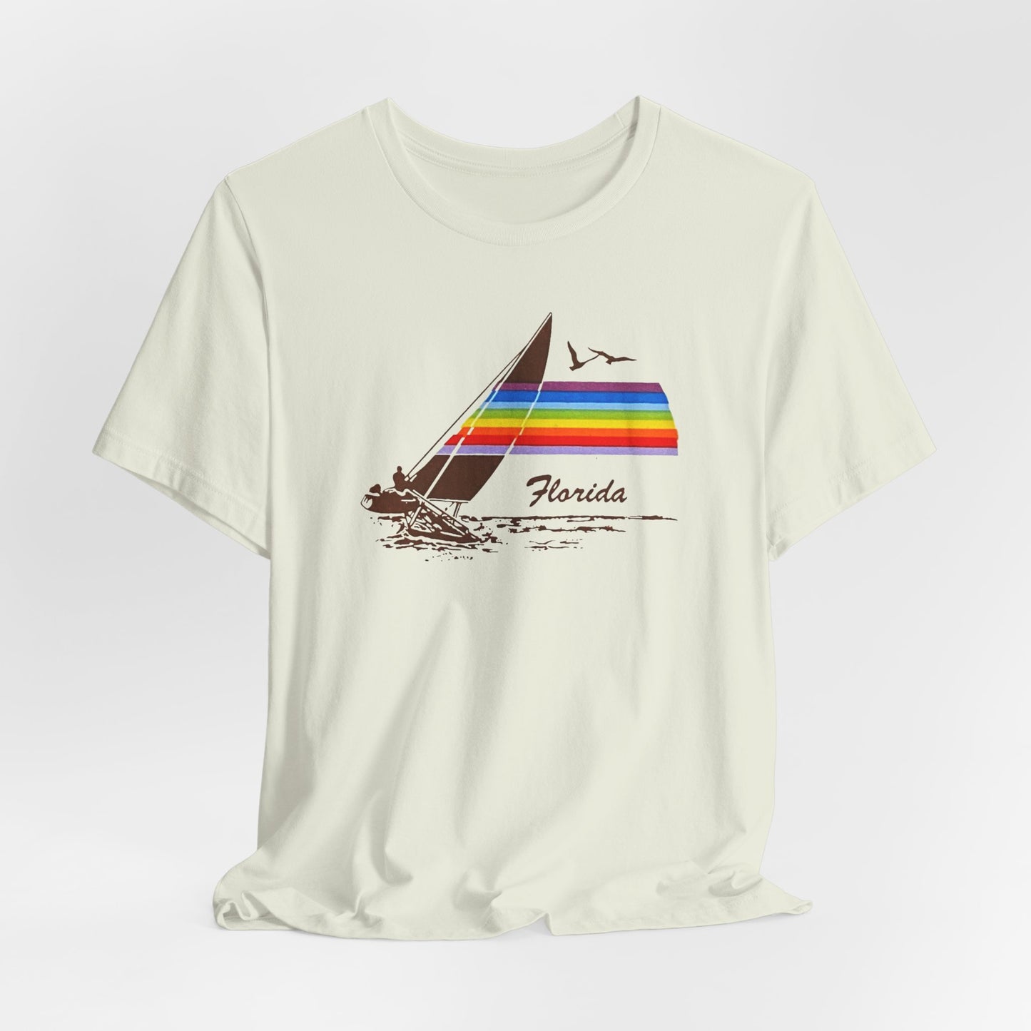 Rainbow Florida Vintage Souvenir T‑Shirt — Distressed Gas Station Couture Vacation Tee