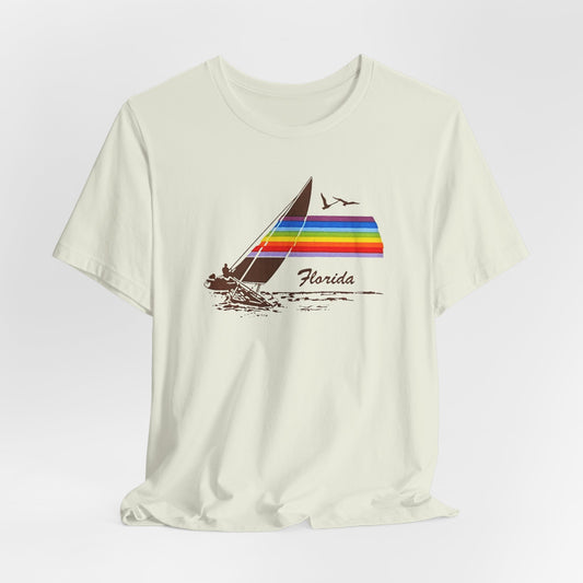 Rainbow Florida Vintage Souvenir T‑Shirt — Distressed Gas Station Couture Vacation Tee