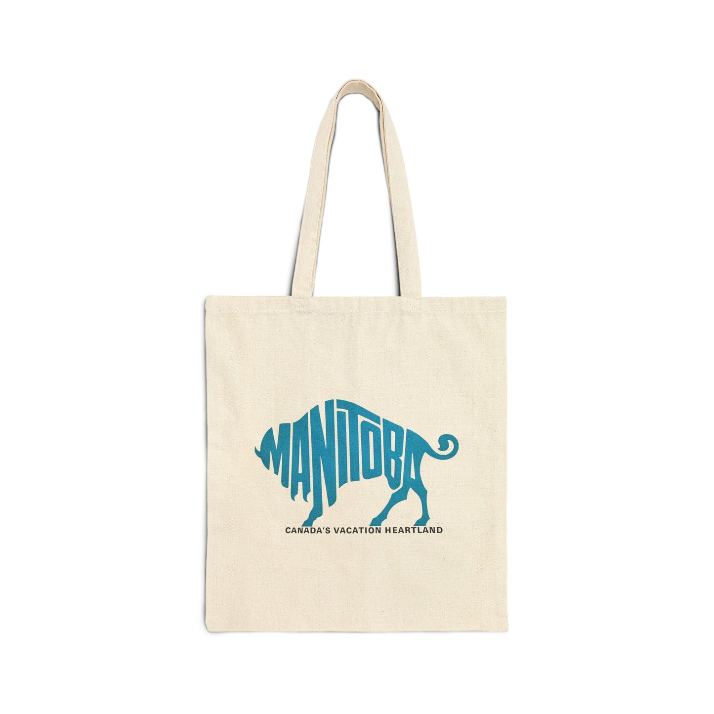 Totally Manitoba Vacation Heartland Cotton Canvas Tote — Double-sided Azul/Coral