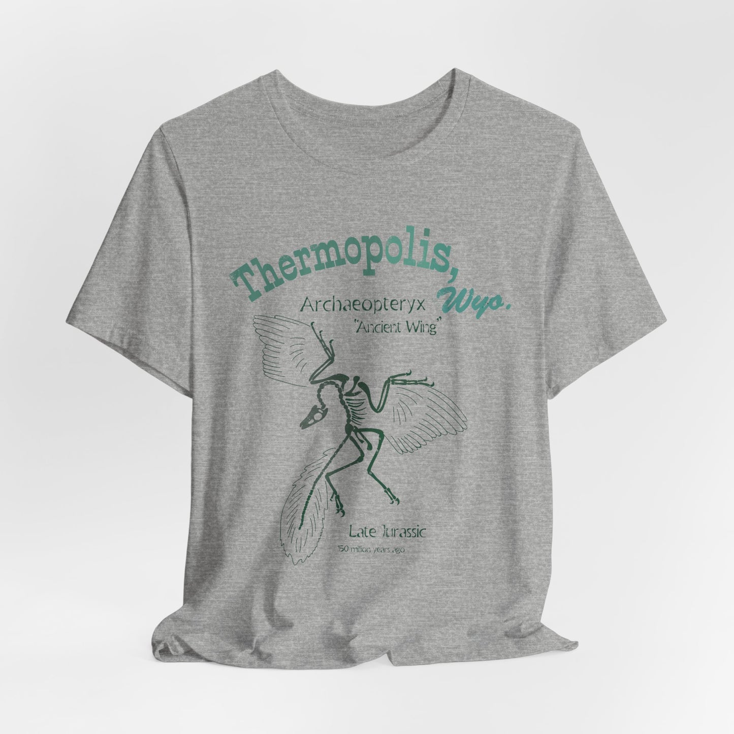 Thermopolis Wyoming Archaeopteryx Dinosaur Vintage Museum Nerdy Souvenir Unisex Tee, Unisex T-Shirt for Paleontology Enthusiasts, Archaeopteryx Fossil Lover