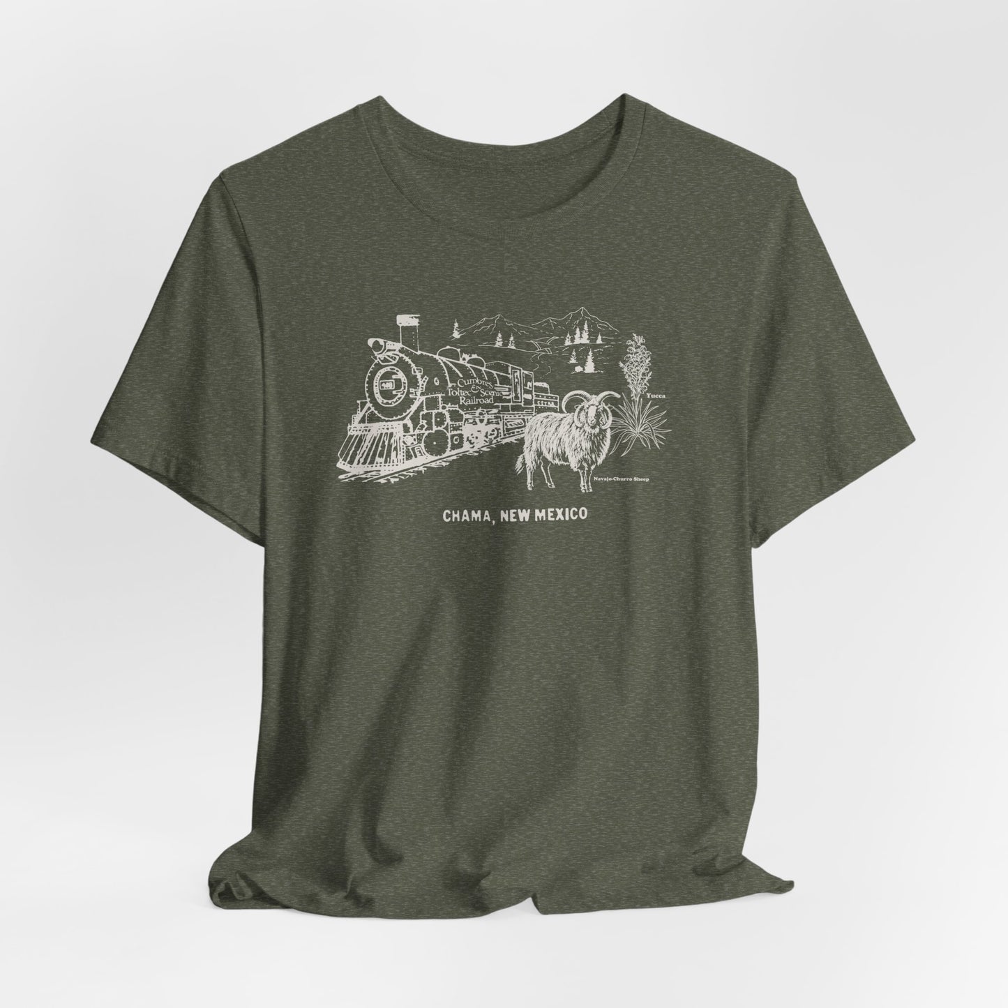 Chama New Mexico Railroad Vintage Gas Station Souvenir T-shirt