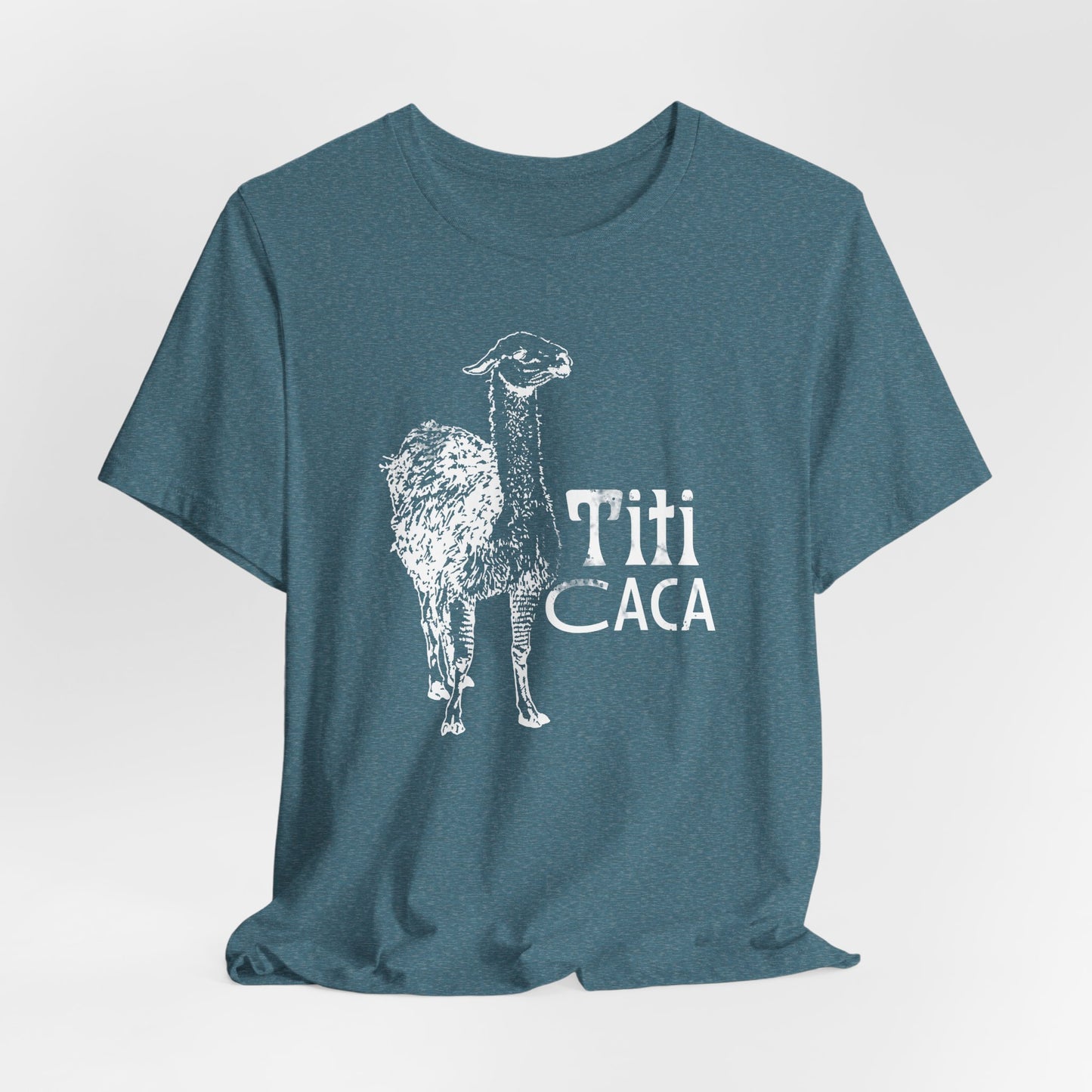 Lake Titi Caca Llama Vintage Tee — Bolivian South America Gas Station Graphic T-Shirt