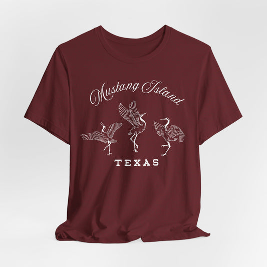 Mustang Island Whooping Cranes Tee — Texas Endangered Species Wildlife Shirt