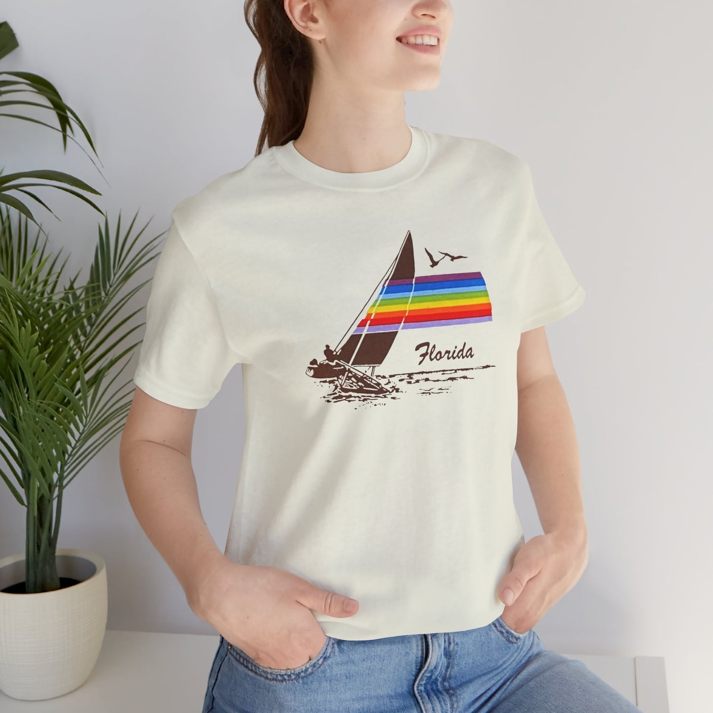 Rainbow Florida Vintage Souvenir T‑Shirt — Distressed Gas Station Couture Vacation Tee
