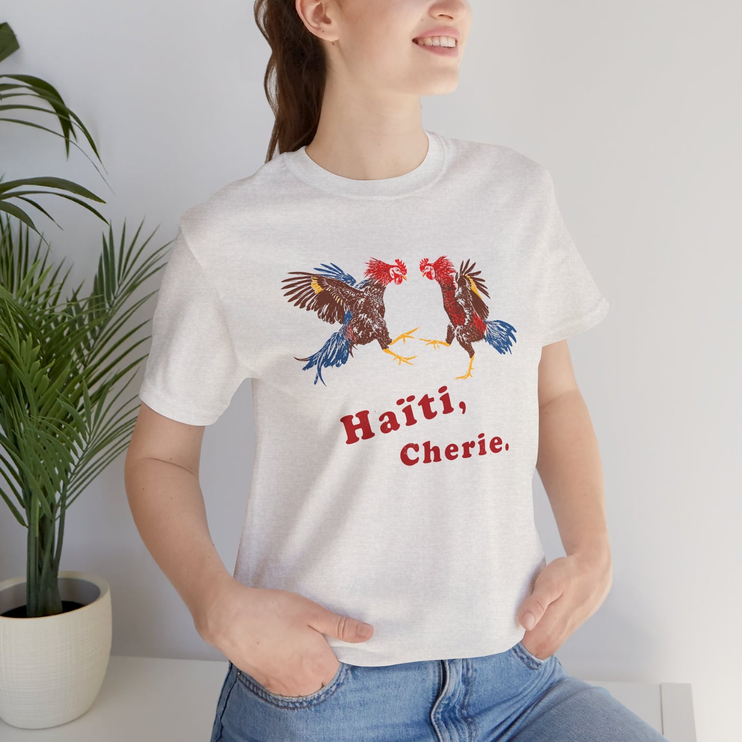 Haiti Cherie Dancing Roosters | Vintage Souvenir Gas Station Tee