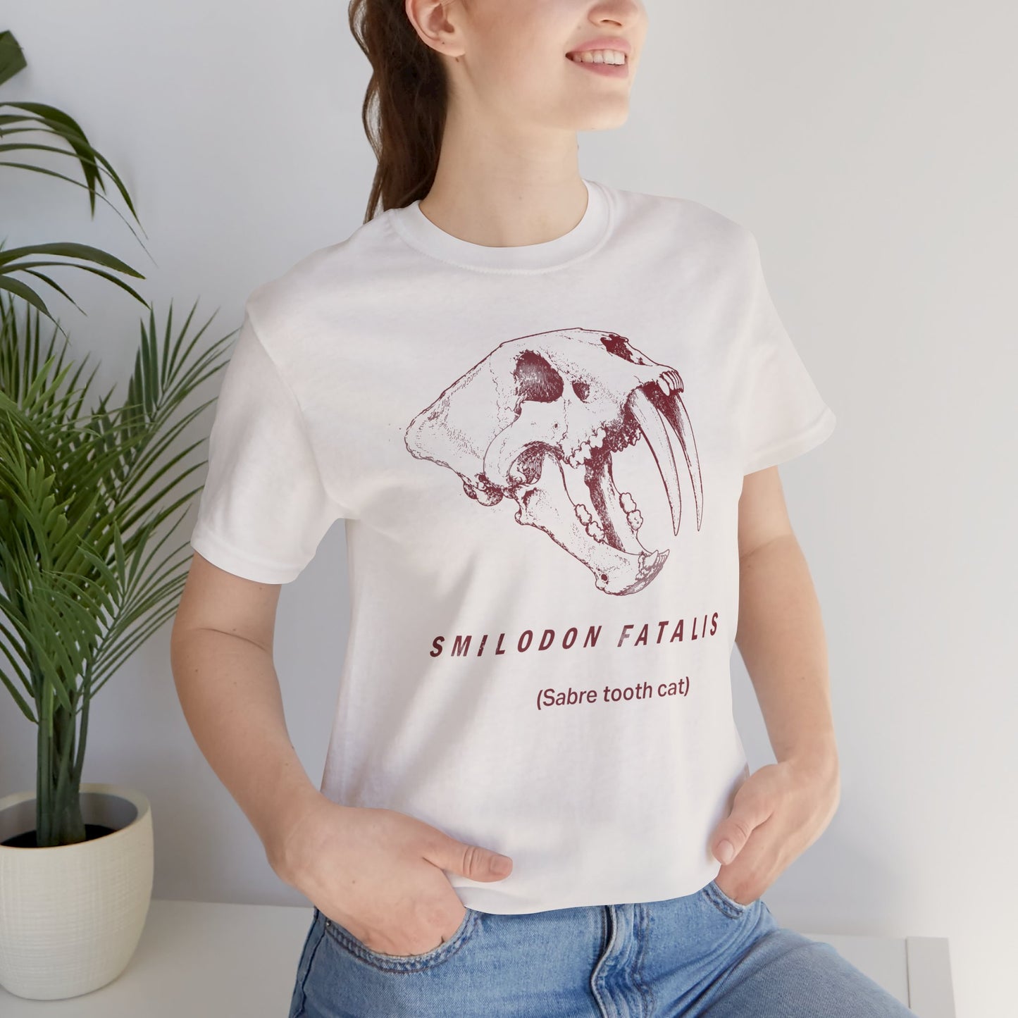 Smilodon Skull Tee – Vintage Sabertooth Fossil Graphic T-Shirt