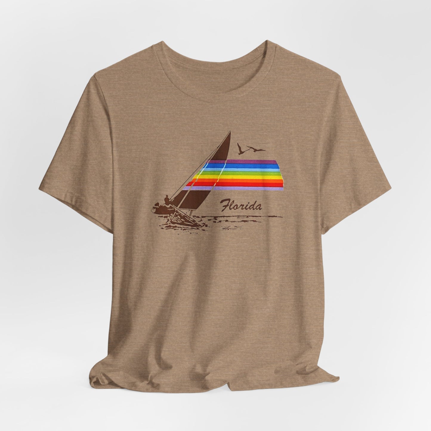 Rainbow Florida Vintage Souvenir T‑Shirt — Distressed Gas Station Couture Vacation Tee