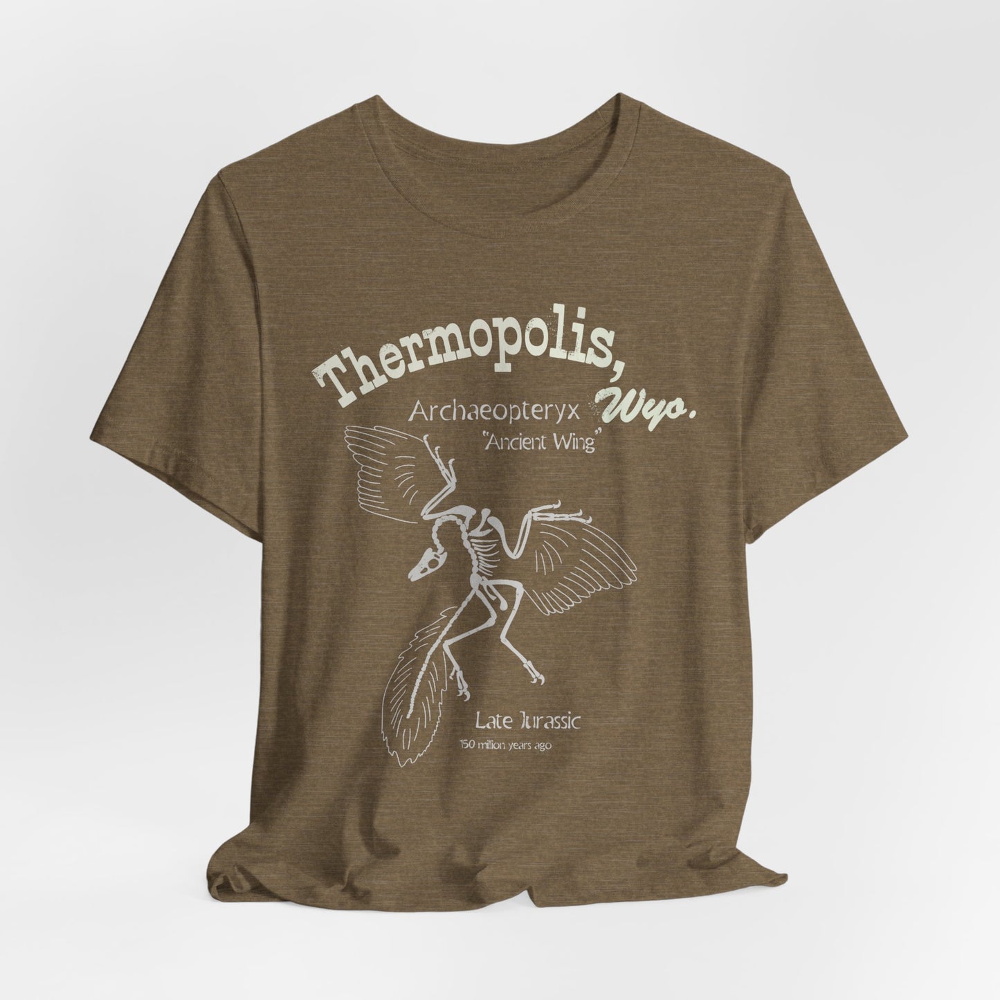 Thermopolis Wyoming Archaeopteryx Dinosaur Vintage Museum Nerdy Souvenir Unisex Tee, Unisex T-Shirt for Paleontology Enthusiasts, Archaeopteryx Fossil Lover