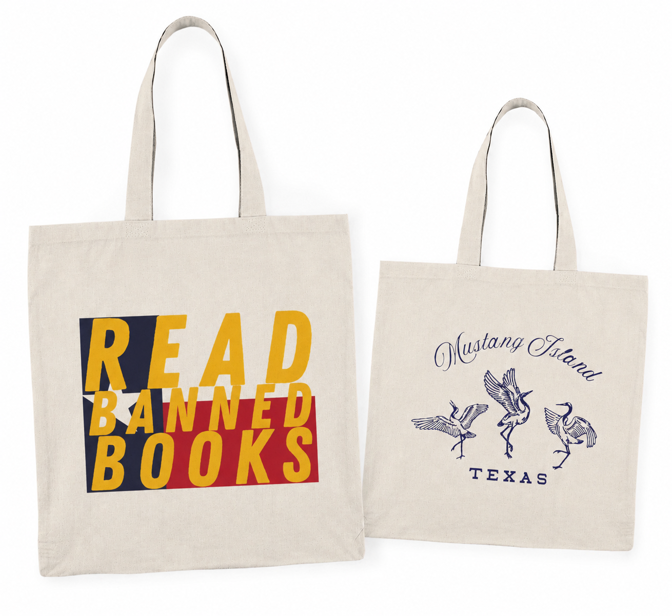 Read Banned Books Big Whoop Mustang Island Texas Tote Bag | Crane Migration Couture