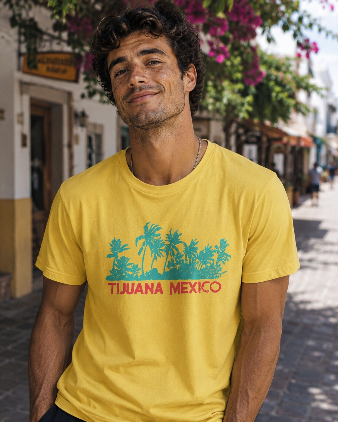 Tijuana Palm Tree Retro Travel Tee — 70s Beach Souvenir Shirt