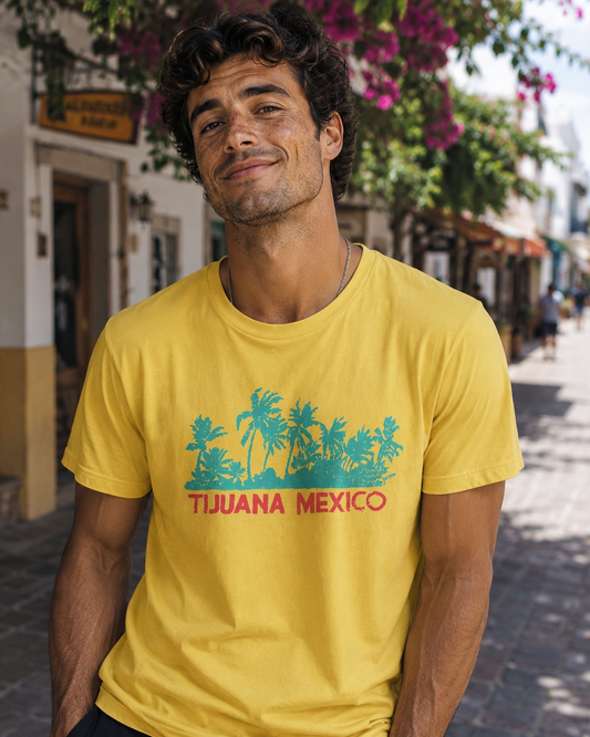 Tijuana Palm Tree Retro Travel Tee — 70s Beach Souvenir Shirt