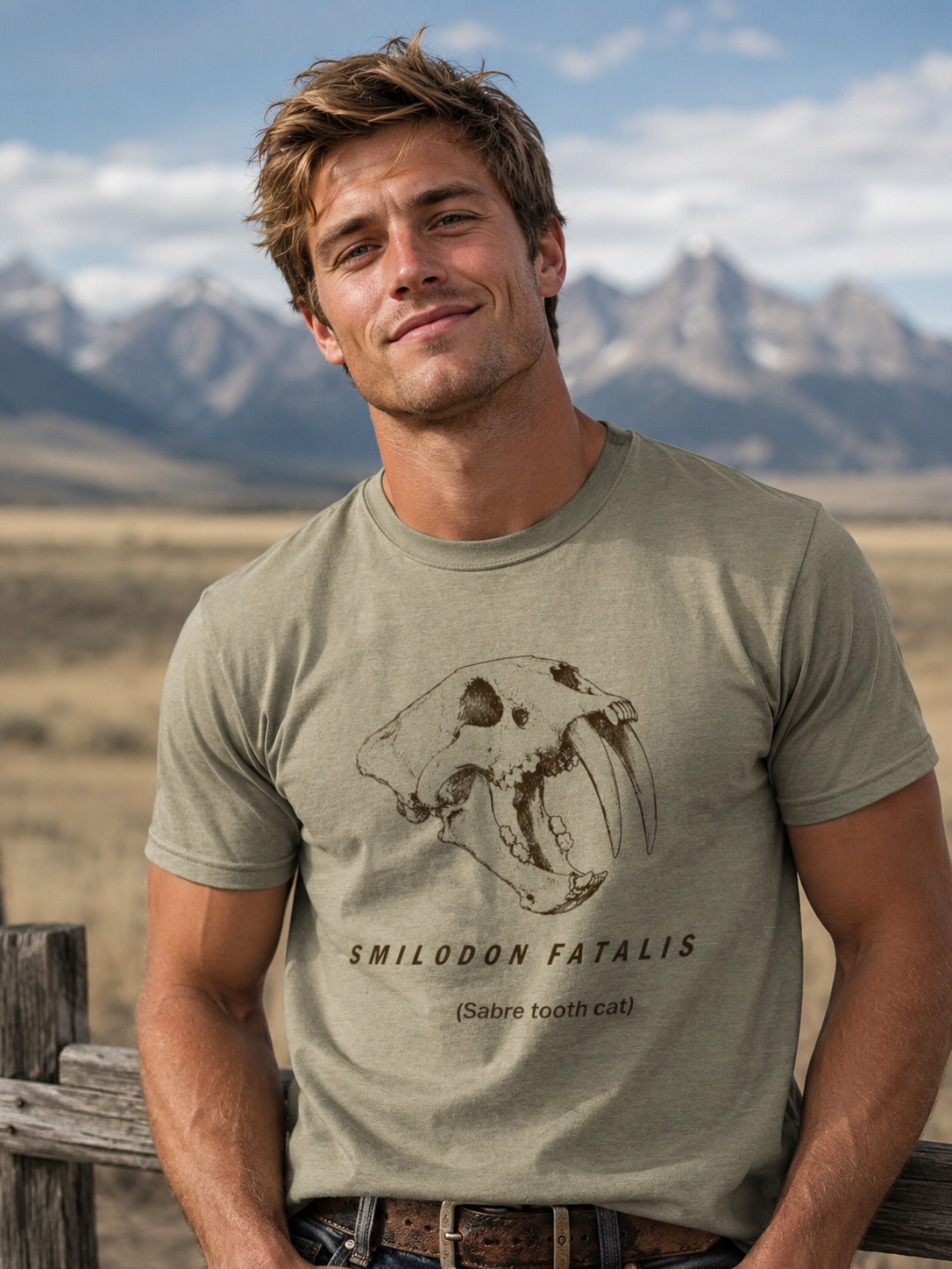 Smilodon Skull Tee – Vintage Sabertooth Fossil Graphic T-Shirt