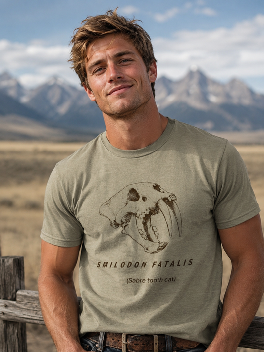 Smilodon Skull Tee – Vintage Sabertooth Fossil Graphic T-Shirt