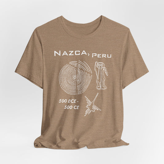 Archeological Nazca Geoglyphs Generic South Americana Bolivian Gas Station Vintage Unisex Tee