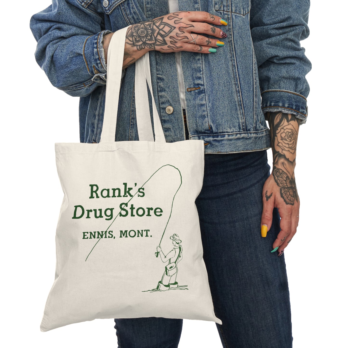 Totally Ennis Montana Ranks Sportsman's Lodge Vintage Canvas Tote Bag