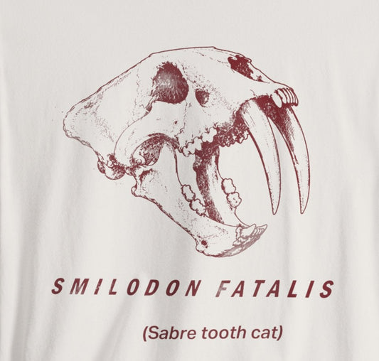 Smilodon Skull Tee – Vintage Sabertooth Fossil Graphic T-Shirt