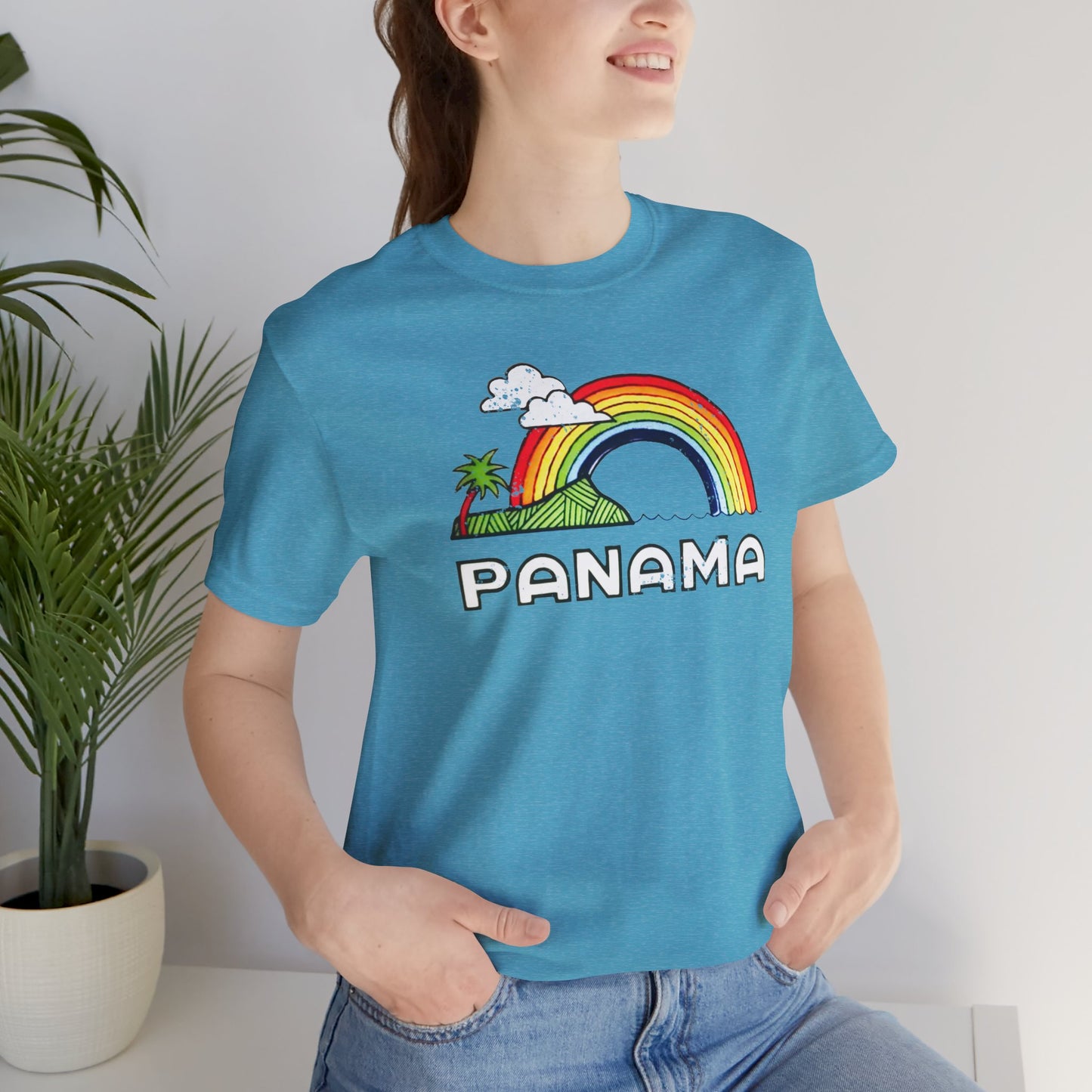 Rainbow Panama Generic Vintage 1980s Souvenir Unisex Vacation Tee