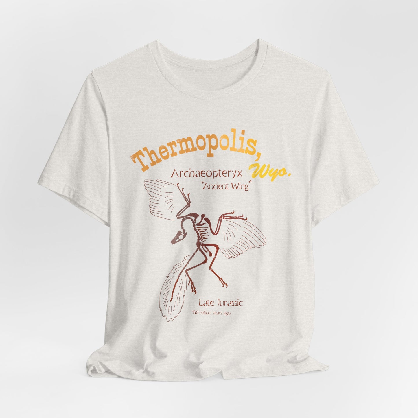 Thermopolis Wyoming Archaeopteryx Dinosaur Vintage Museum Nerdy Souvenir Unisex Tee, Unisex T-Shirt for Paleontology Enthusiasts, Archaeopteryx Fossil Lover