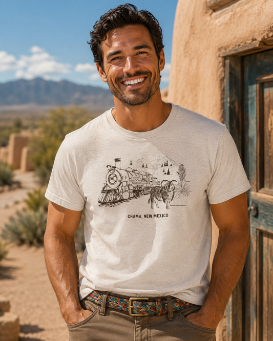 Chama New Mexico Railroad Vintage Gas Station Souvenir T-shirt