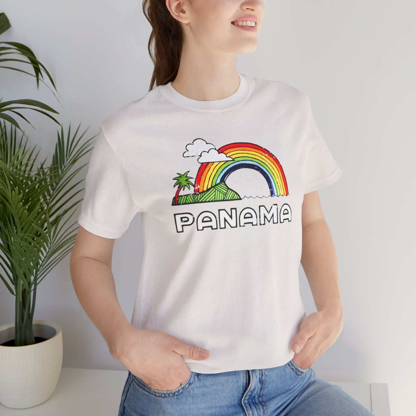Rainbow Panama Generic Vintage 1980s Souvenir Unisex Vacation Tee