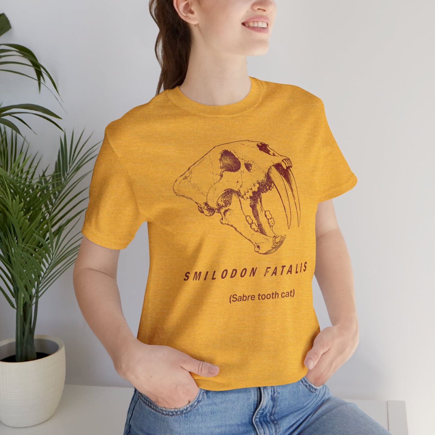 Smilodon Skull Tee – Vintage Sabertooth Fossil Graphic T-Shirt