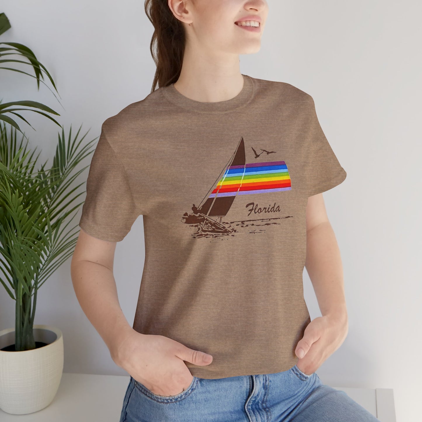 Rainbow Florida Vintage Souvenir T‑Shirt — Distressed Gas Station Couture Vacation Tee