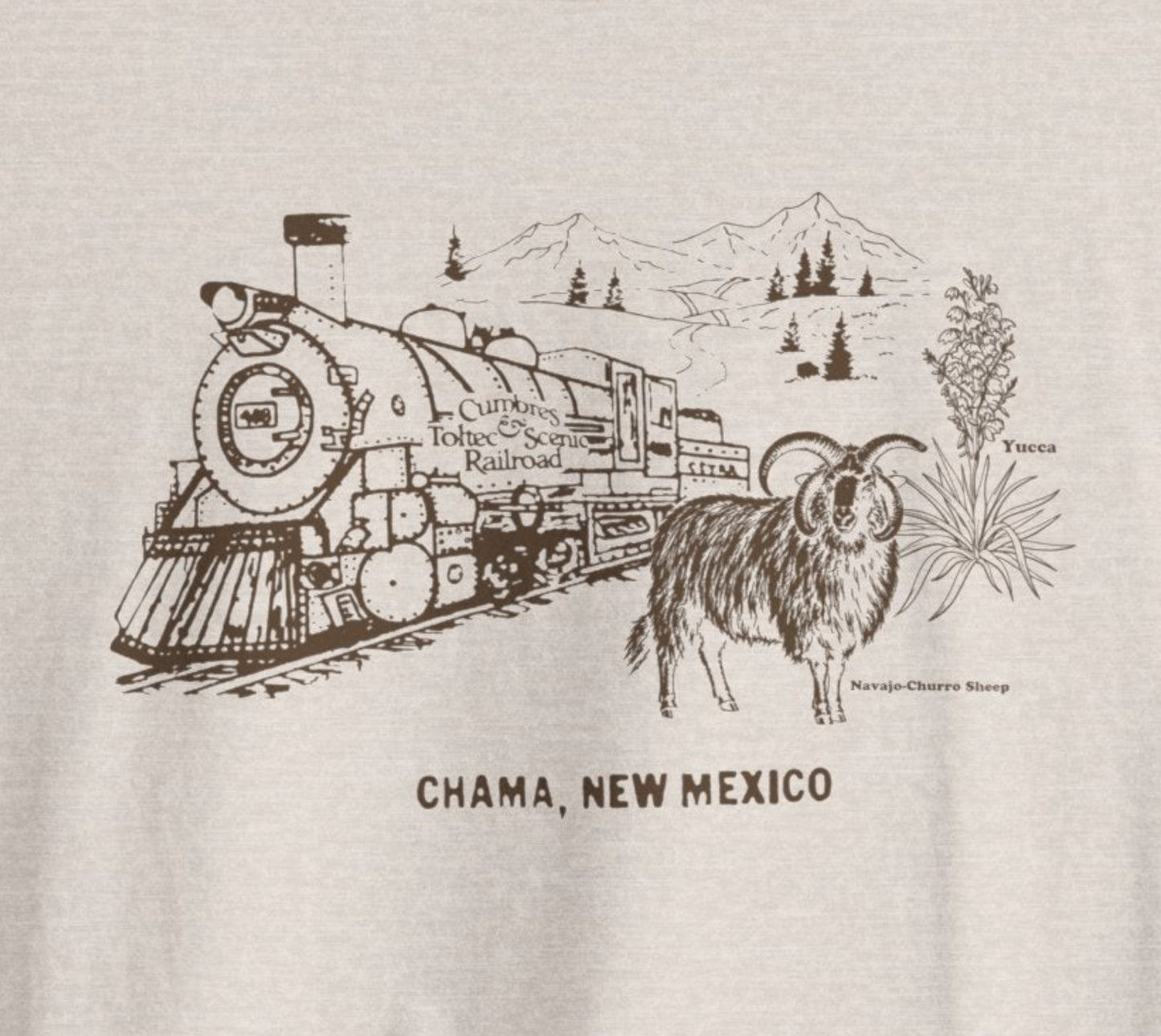 Chama New Mexico Railroad Vintage Gas Station Souvenir T-shirt