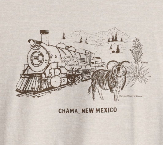 Chama New Mexico Railroad Vintage Gas Station Souvenir T-shirt