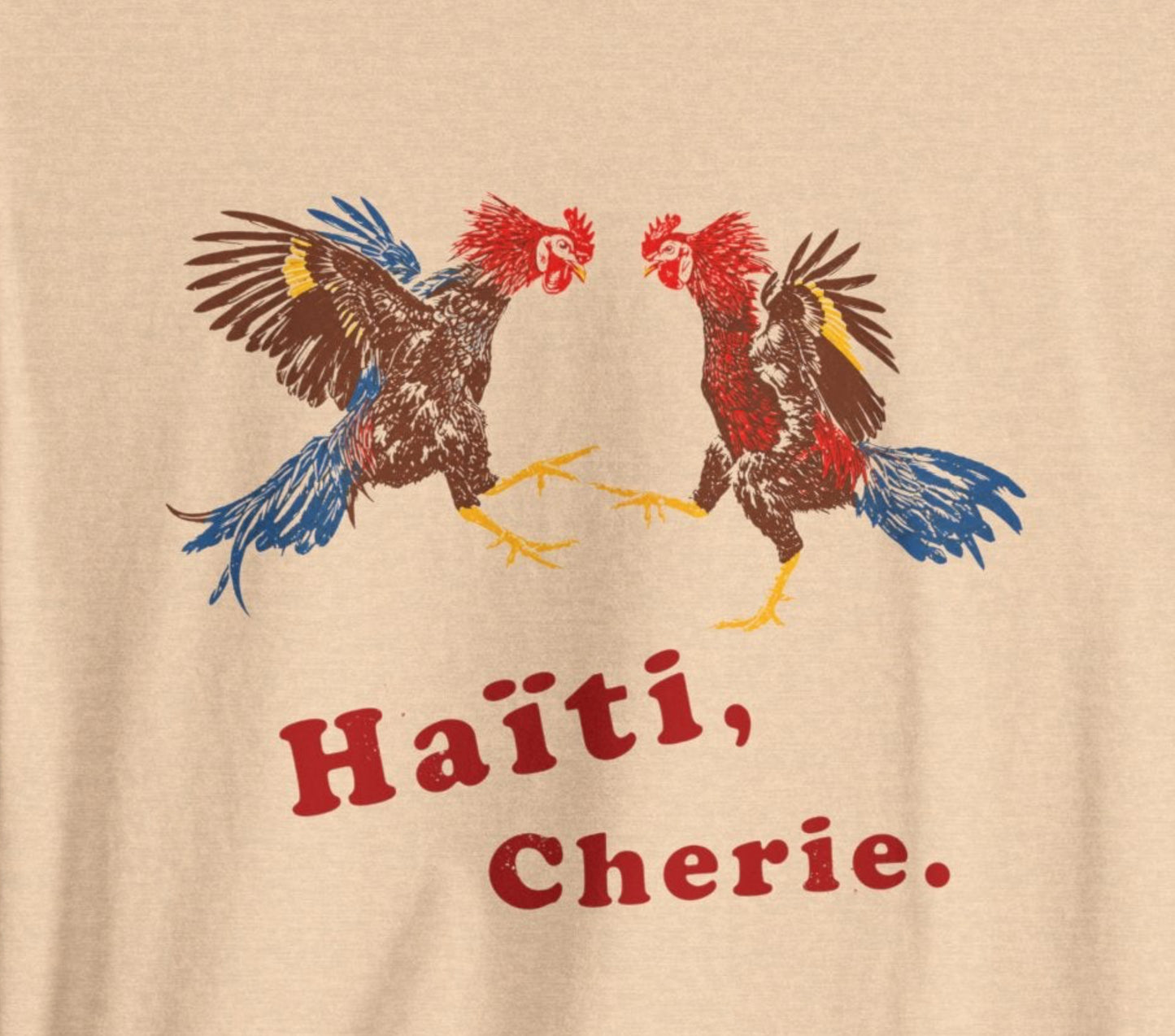 Haiti Cherie Dancing Roosters | Vintage Souvenir Gas Station Tee