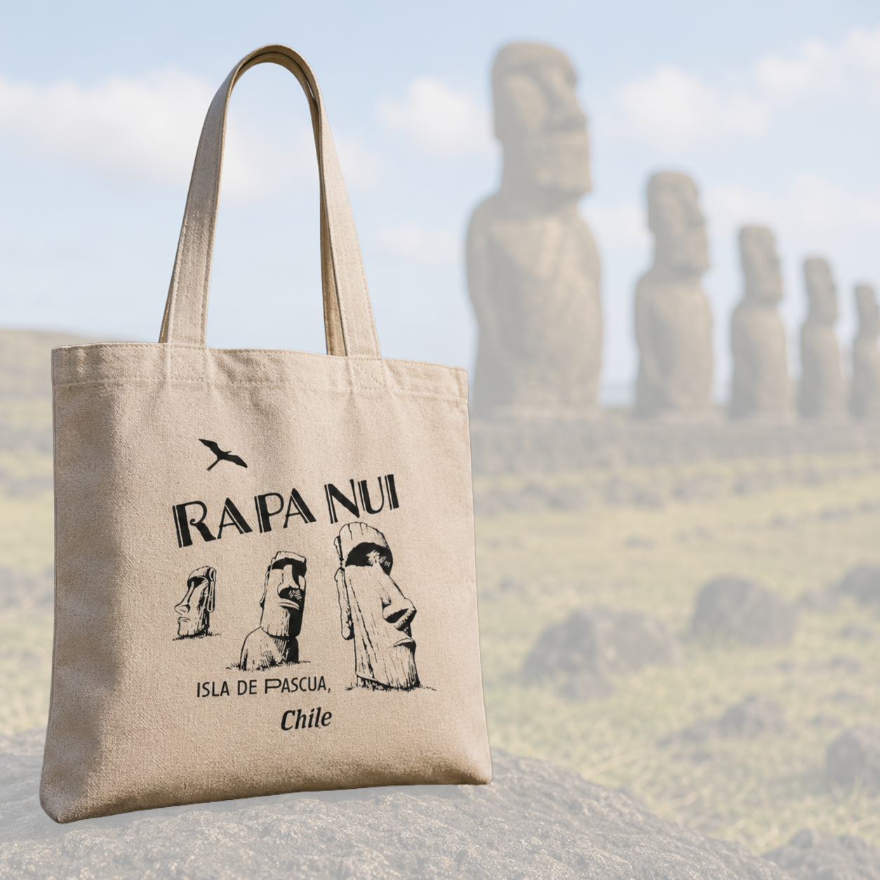 Totally Rapa Nui Moai Double-sided Tote Bag | Isla de Pascua Chile